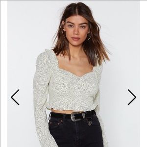 Nasty Gal polka dot button up crop top